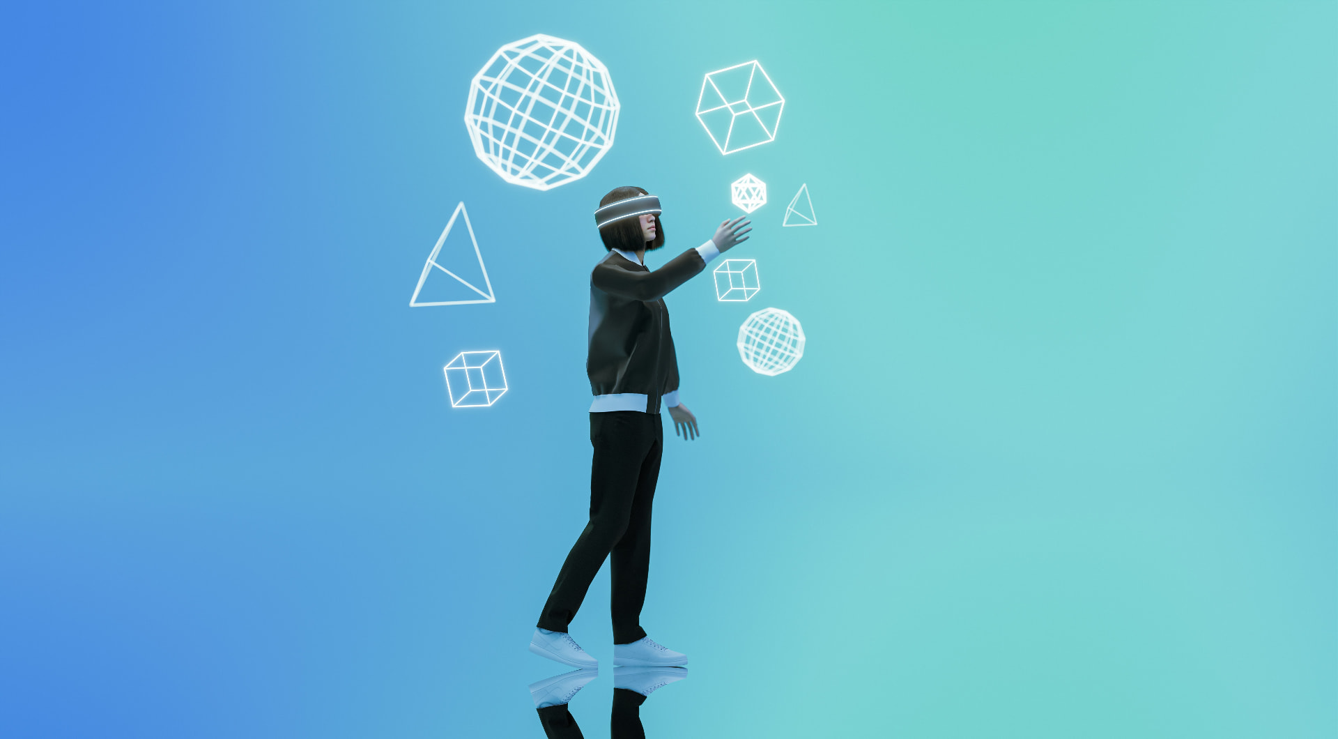 A person exploring a virtual world